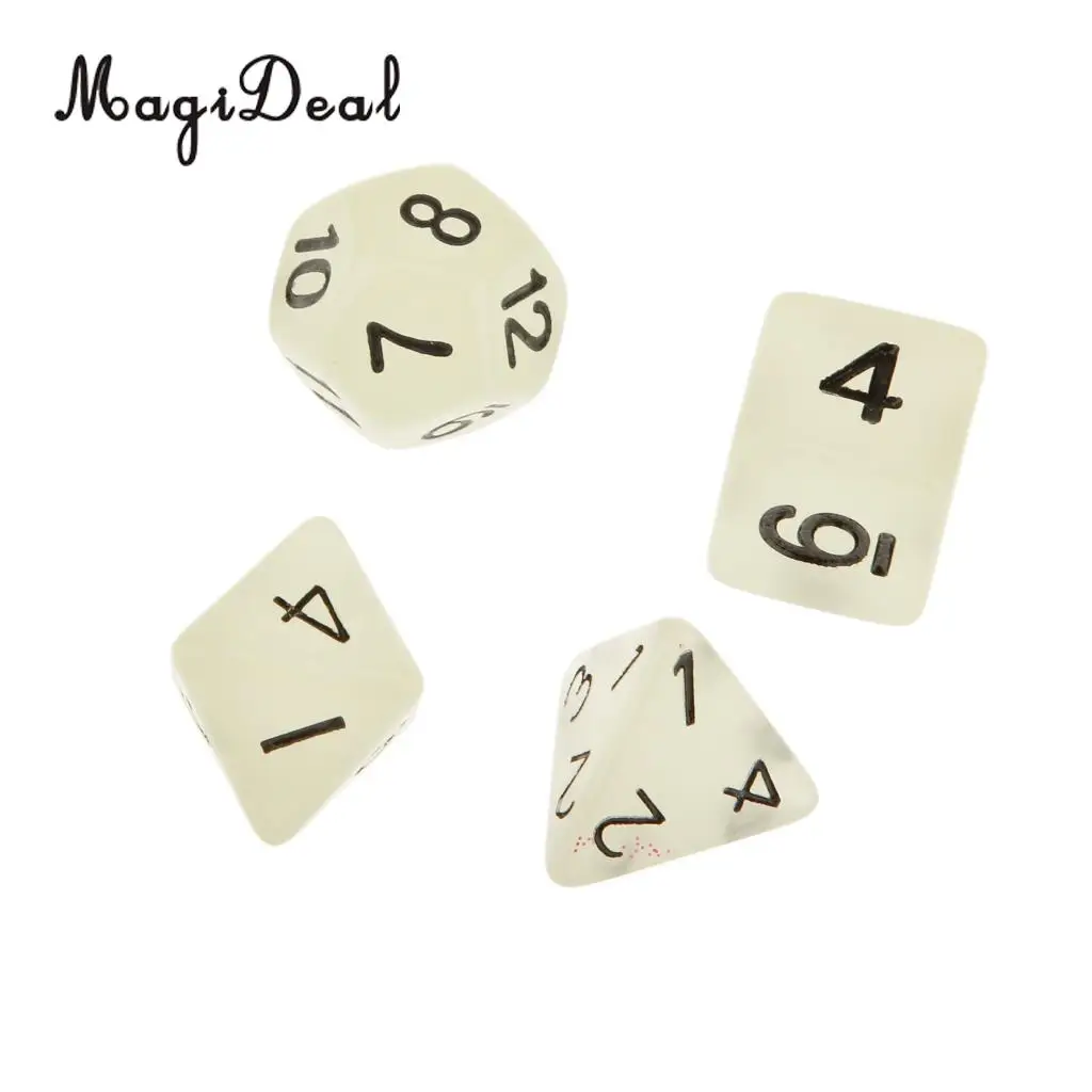 MagiDeal 7 шт. акриловый светящийся в темноте D4 D6 D8 D10 D12 D20 D & RPG Игровой Набор для