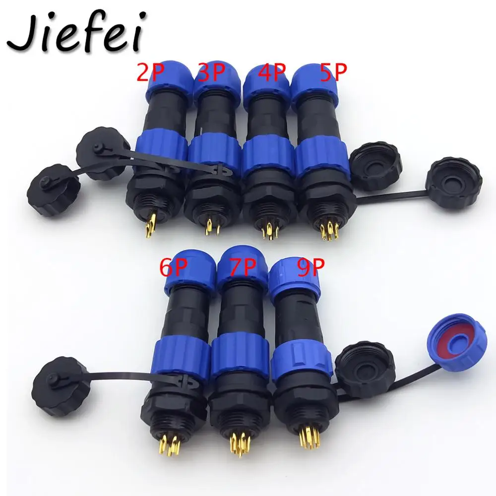 

4Set SP13 2pin 3pin 4pin 5pin 6pin 7pin 9pin waterproof connector Cable socket Waterproof Aviation plug Coupler docking