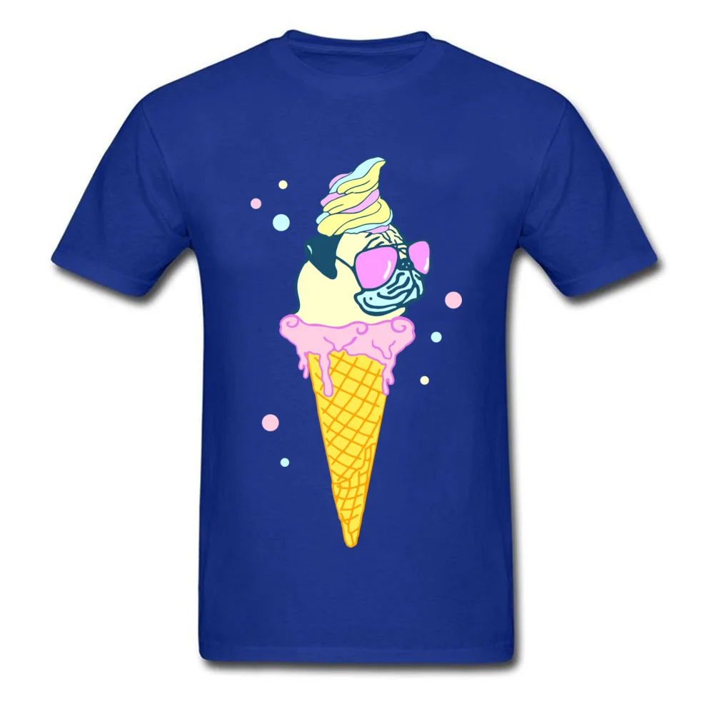  Men's T-Shirt ice cream pug Design Tops Shirt Pure Cotton O Neck Short Sleeve Design Sweatshirts NEW YEAR DAY ice cream pug blue