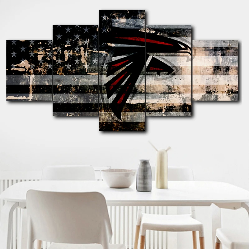 Модульная настенная художественная картина холст HD печать картина рамка 5 шт. Atlanta Falcons спорт логотип плакат Современный домашний декор комнаты