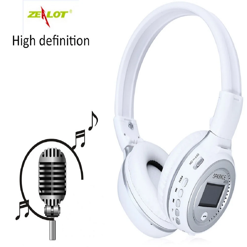 ZEALOT B570 LCD Screen Wireless Stereo Bluetooth Headphone Handsfree Headset With Microphone FM Radio TF Card Slot