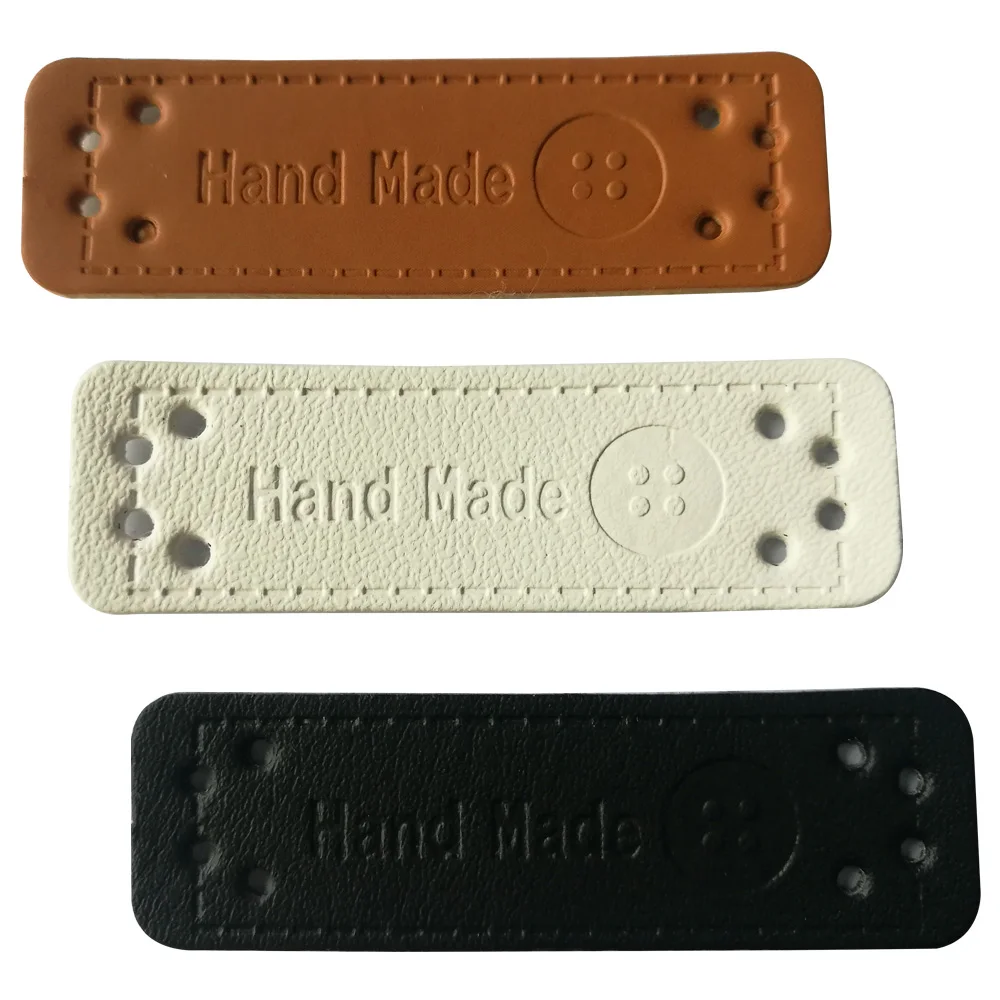 

button logo handmade leather labels with button for needlework hand made label for gift tags handwork sewing tag for clothing