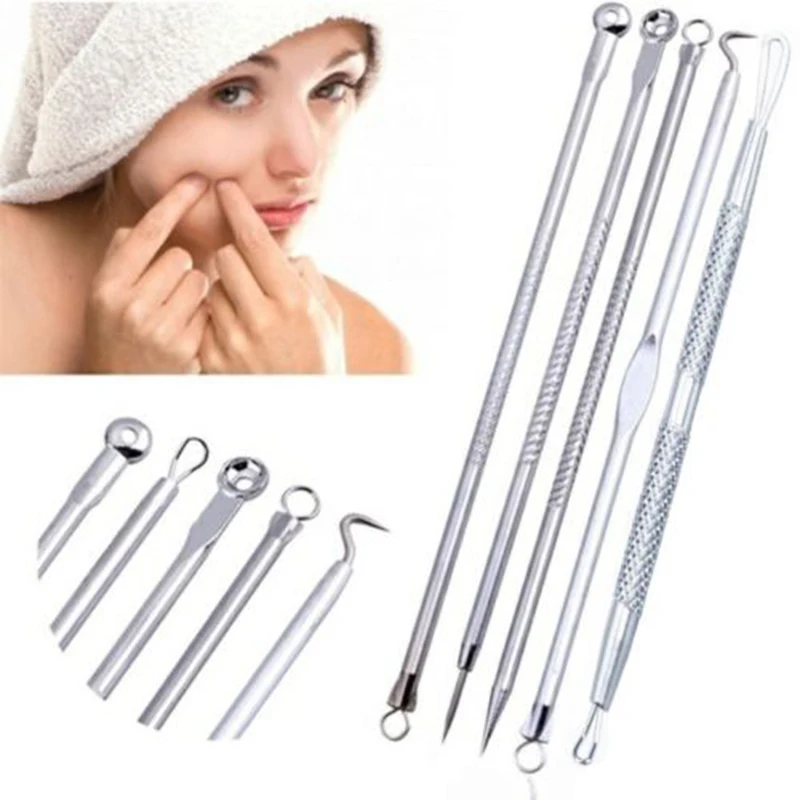 

5 Pcs Nobby Pimple Blemish Comedone Acne Extractor Remover Tool Needles Set