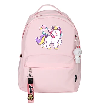 

2019 Candy Color Rabbit Pendant Kawaii Unicorn Backpack Women Cute Backpack Unicorn School Bags Mochila Unicornio Travel Bagpack