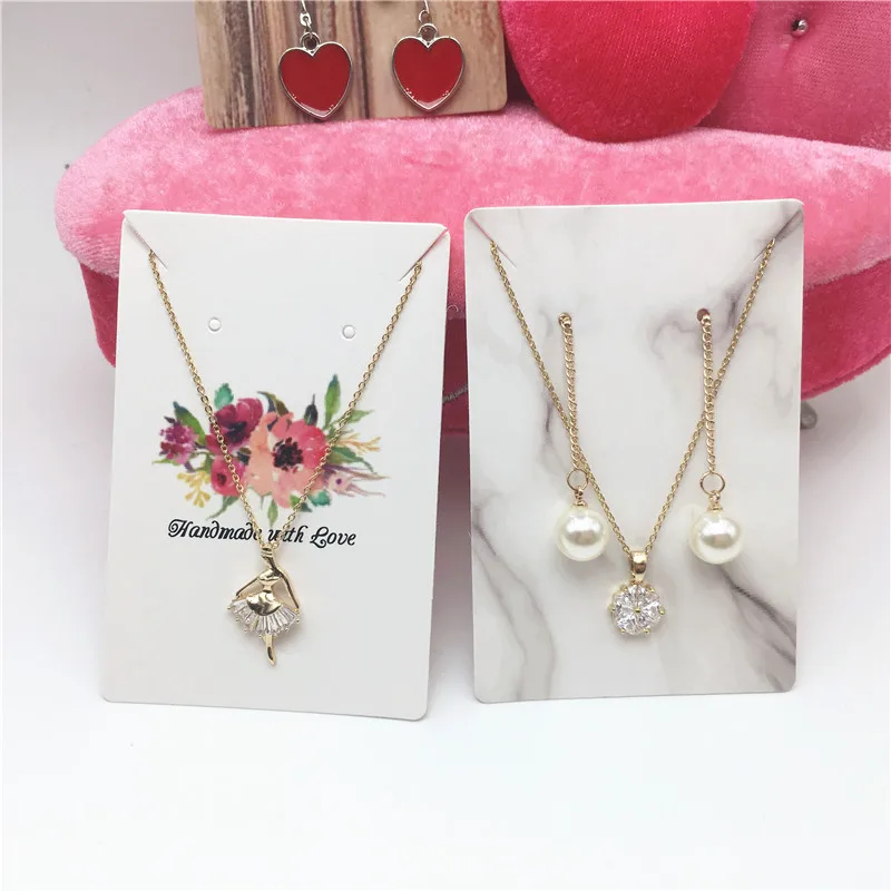 

100Pcs New Arrival 9x6cm Paper Pendant And Earring Cards Jewelry Display Ear Stud Cards Colorful Print Earring Necklace Card