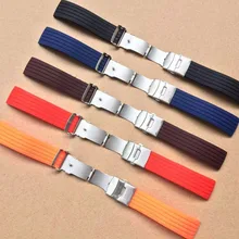 New 16MM 18mm 20mm 22mm 24mm universal link rubber band silicone strap waterproof soft wrist strap for men women watches