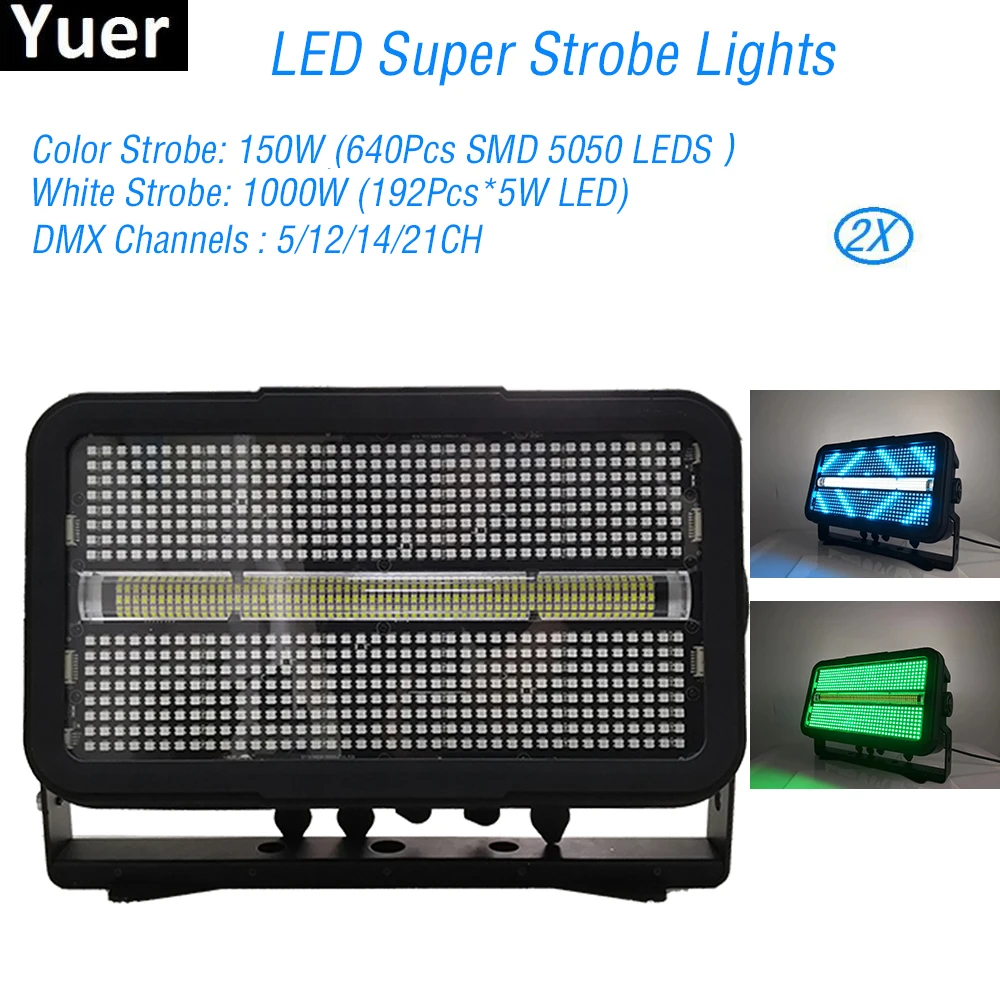 

2Pcs/Lot LED Super Strobe Lights LED DMX 5/12/14/21CH sound party lights DJ Equipment music Club LED Stroboscope Effect Light