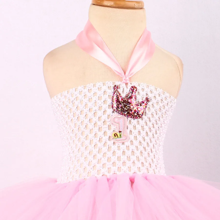 Crown Princess Baby 1st Birthday Tutu Dress Little Girl Baptism Clothes Infant Party Dresses for Holiday Photo Props (5)