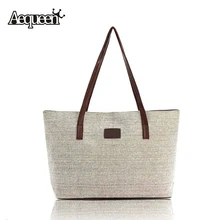 Aequeen frauen handtasche leinwand umhängetaschen appliques portable tasche mit großer kapazität lady shopping leinen casual totes sommer stil