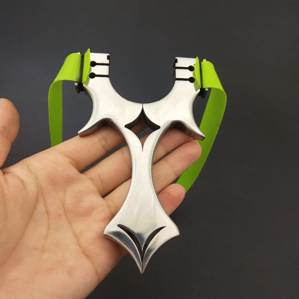 

Professional hunting 304 Stainless Steel Slingshot With Flat Rubber Catapult Outdoor Hunting Shooting Slingshot