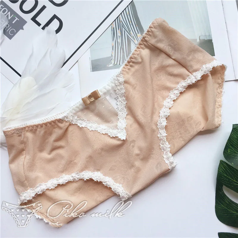 Kawaii Sweet Girls однотонные женские трусики нижнее белье дышащие отверстие женские трусики мягкие кружевные трусики Милое сексуальное женское
