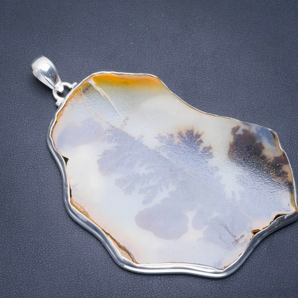 

Natural Scenic Dendritic Agate Handmade Unique 925 Sterling Silver Pendant 3.25" A1690