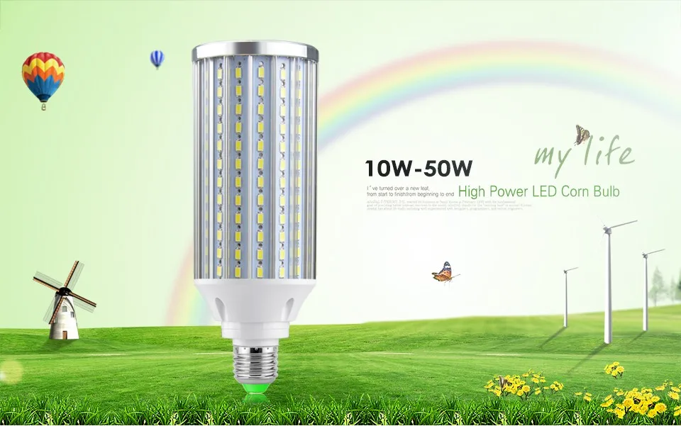 1 шт Высокое Мощность Алюминий PCB охлаждения 5730 SMD светодиодный Кукуруза лампы 85 В постоянного тока-265 V E27 мощностью 10 Вт, 15 Вт, 20 Вт, 25 Вт, 30 Вт, 50 Вт без мерцания Светодиодный точечный светильник