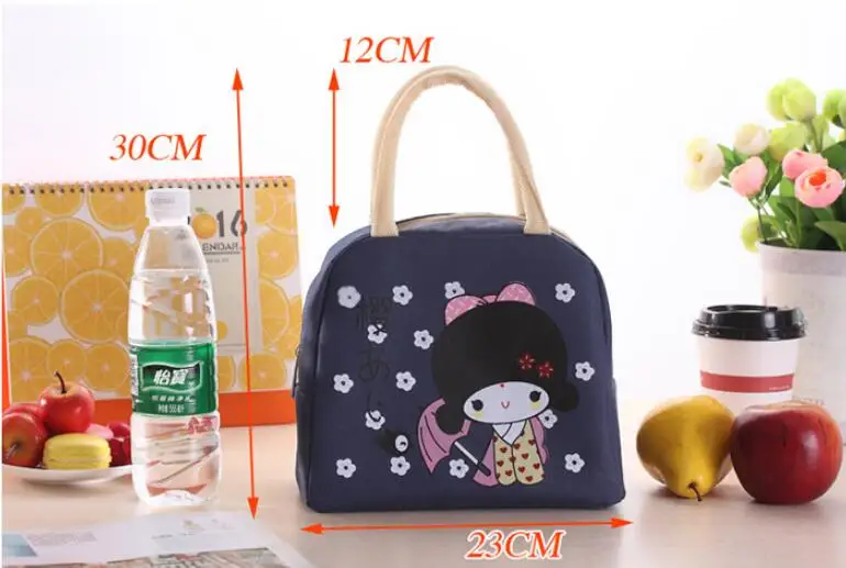 New Cute Girl Lunch Bag Large Package Thicker Thermal Insulation Bag Lunch Box Waterproof Oxford Children Food Lunch Picnic Bag