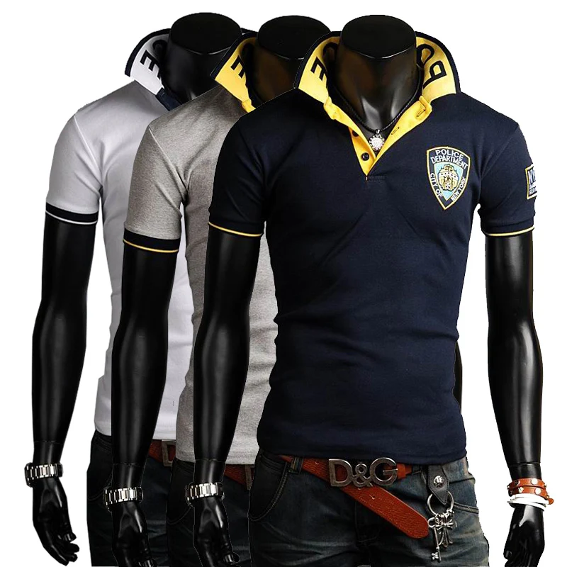 New arrivals free shipping men polo shirt embroidery short sleeve dress shirts man 4 colors M