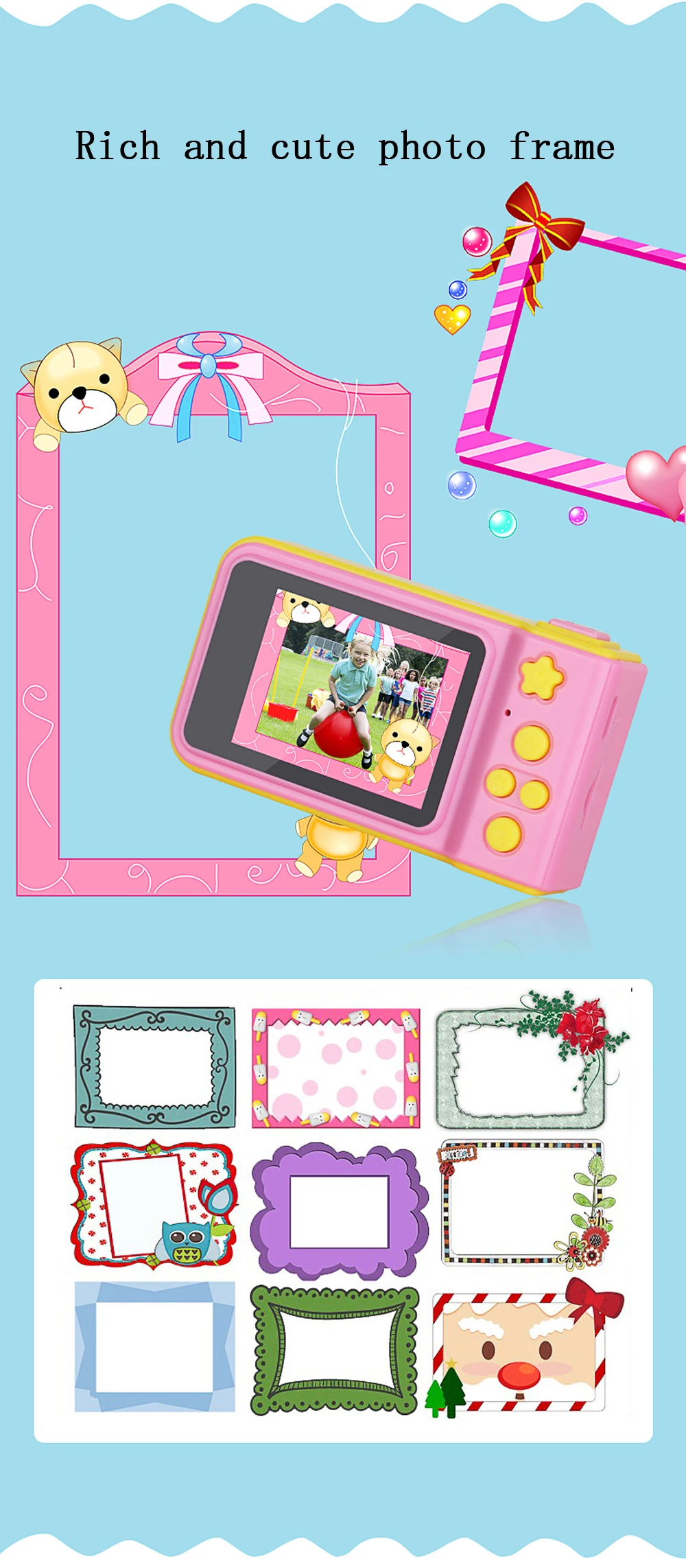 KOMERY Children’s Digital Camera 2 Inch Screen Display Cartoon Cute Camera Birthday Gift 1080P Toddler Toys Video Camera For Ki