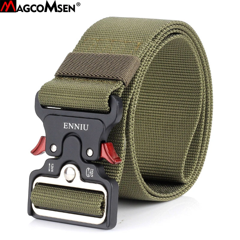 

MAGCOMSEN Mens Tactical Belt Military Nylon Metal Buckle Belt Multi-functional Security Combat Belt Men 125cm Width 5cm BLL-04