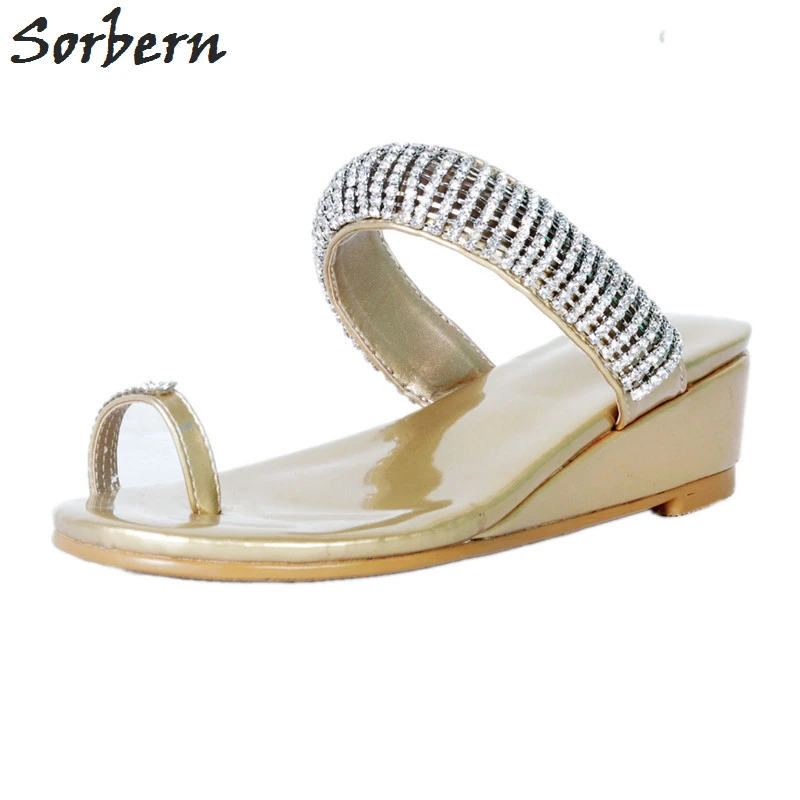 gold low wedge sandals