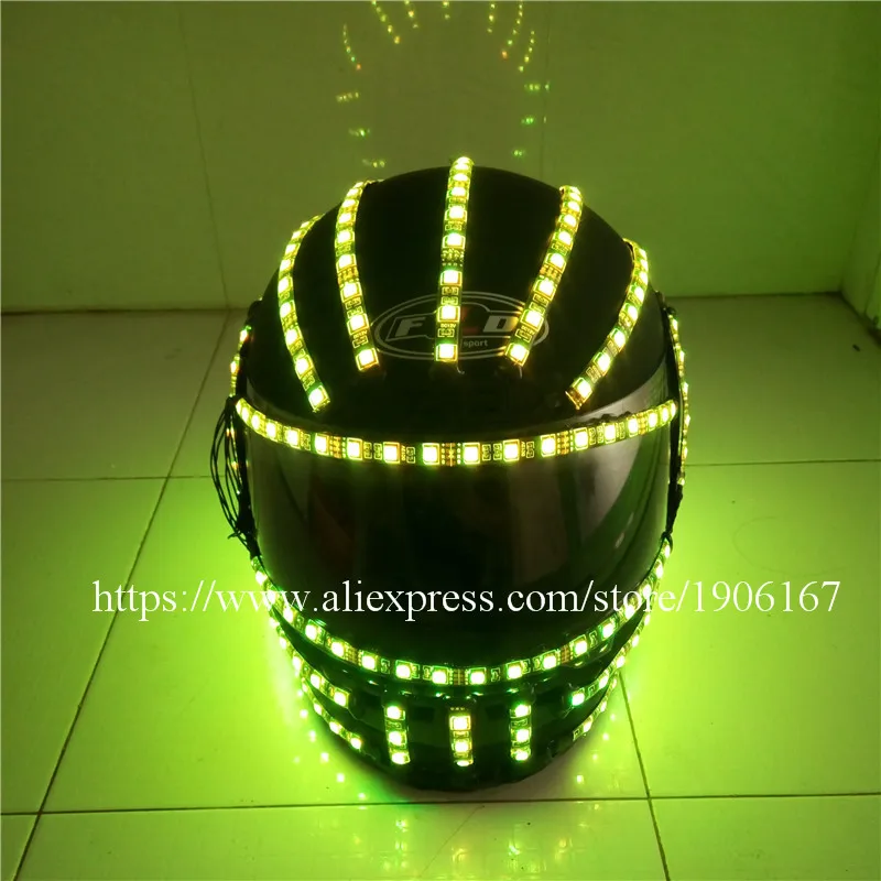 Colorful LED Luminous Robot Helmet RGB Led Growing Flashing  Halloween Christmas Headwear For Party Dancing Bar DJ16