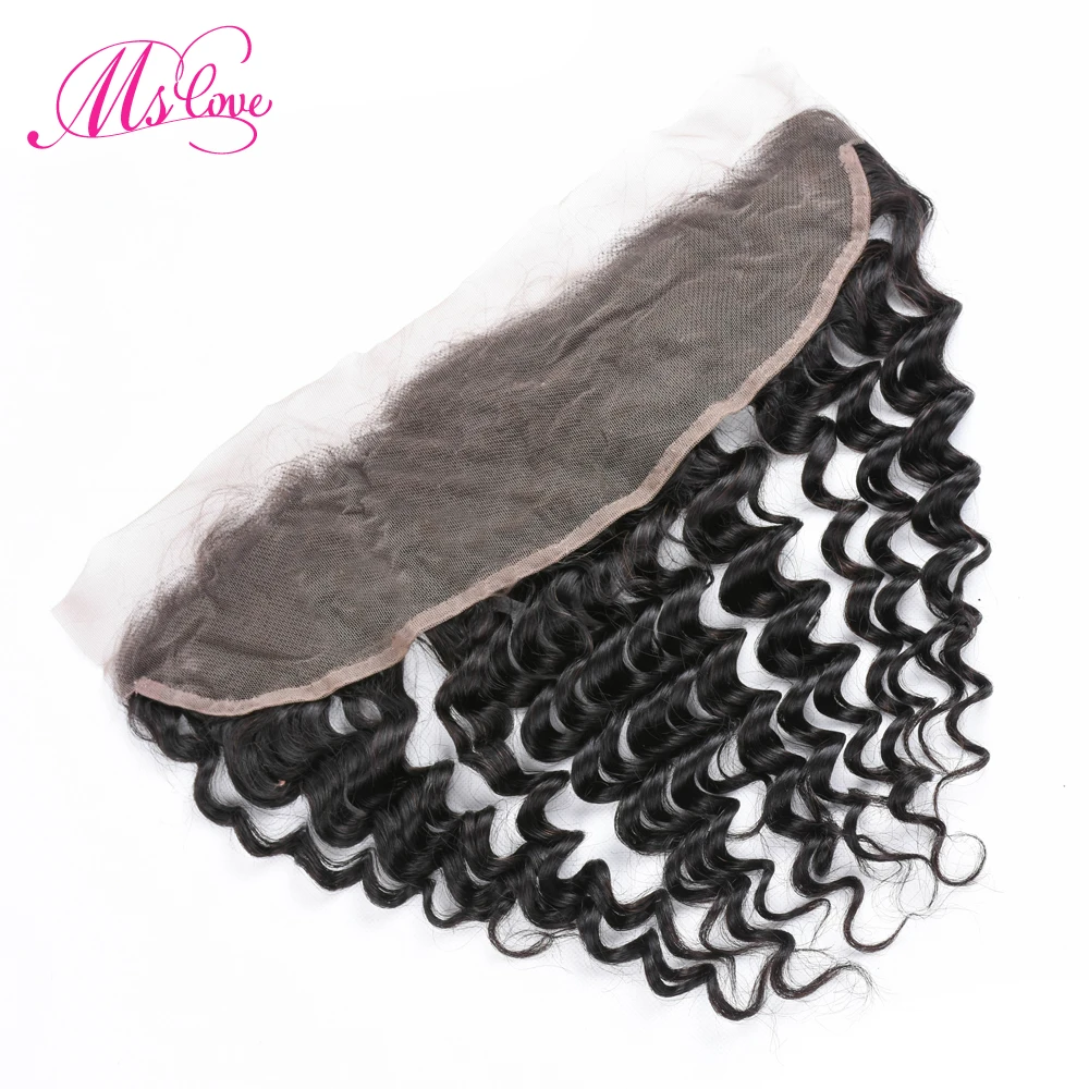 Ms Love Deep Wave lace frontal 13x4 Human Hair Closure Brazilian Non Remy Hair Extension