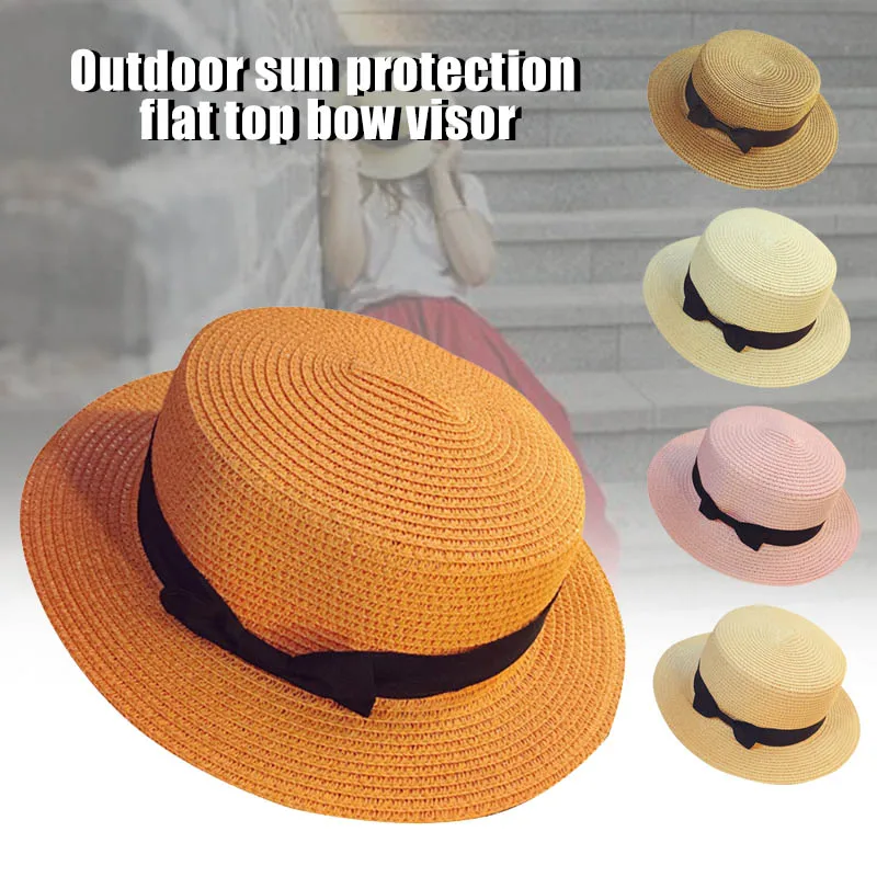 

Straw Sunhat Women Summer Beach Wide Brim Bow Sunscreen Outdoor Travel Hat Cap New