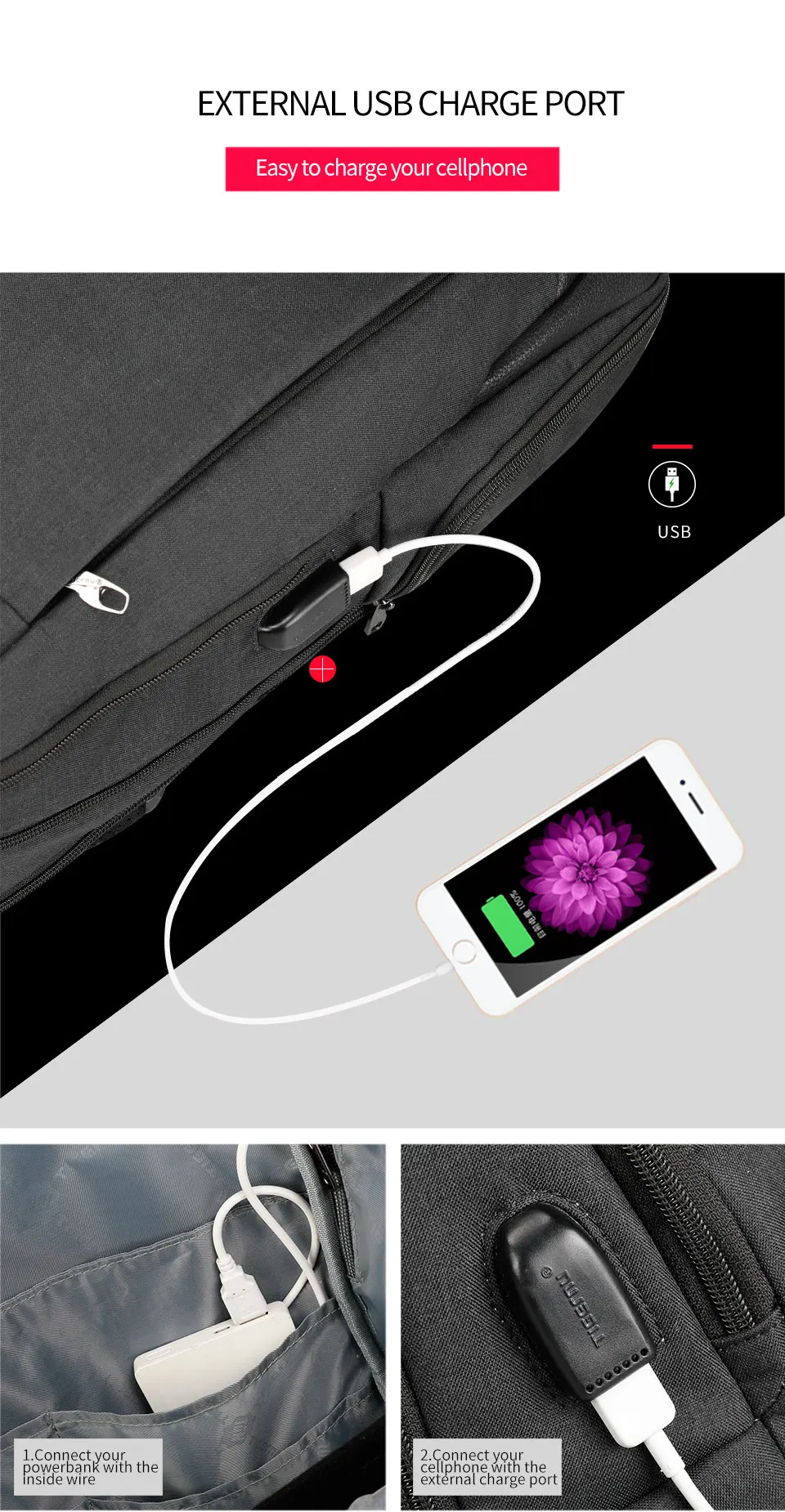 6.USB Charging Bakcpack