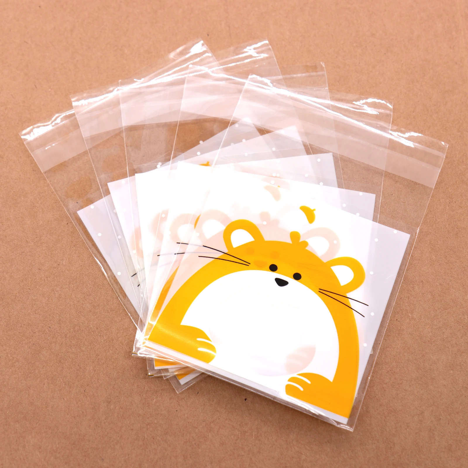 

100pcs Cat Pattern Bag Opp Bag Wedding Birthday Party Owl,piggy,rat,hamster Pattern Candy Bag Cake Store Storage Bags Supplis