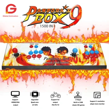 

Pandora Box 9 1500 in 1 Arcade Game iron console 2 Players stick controller console support HDMI VGA USB output PS3 TV PC