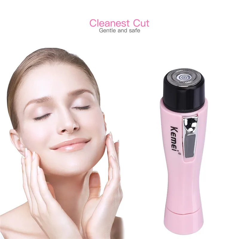 Kemei Facial Hair Remover Mini Portable Lady Shaver for Face Neck Leg Hair Removal Device Mini Depilatory Painless Battery Power