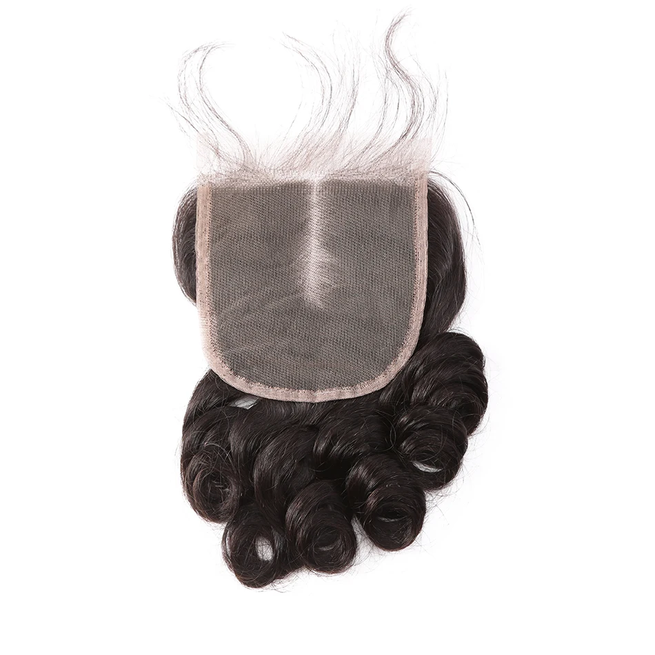Instaone пучки волос закрытием кружева средняя часть 5x5 свободная волна переплетение перуанских человеческих волос Выбеленные узлы с природные виргинские волосы