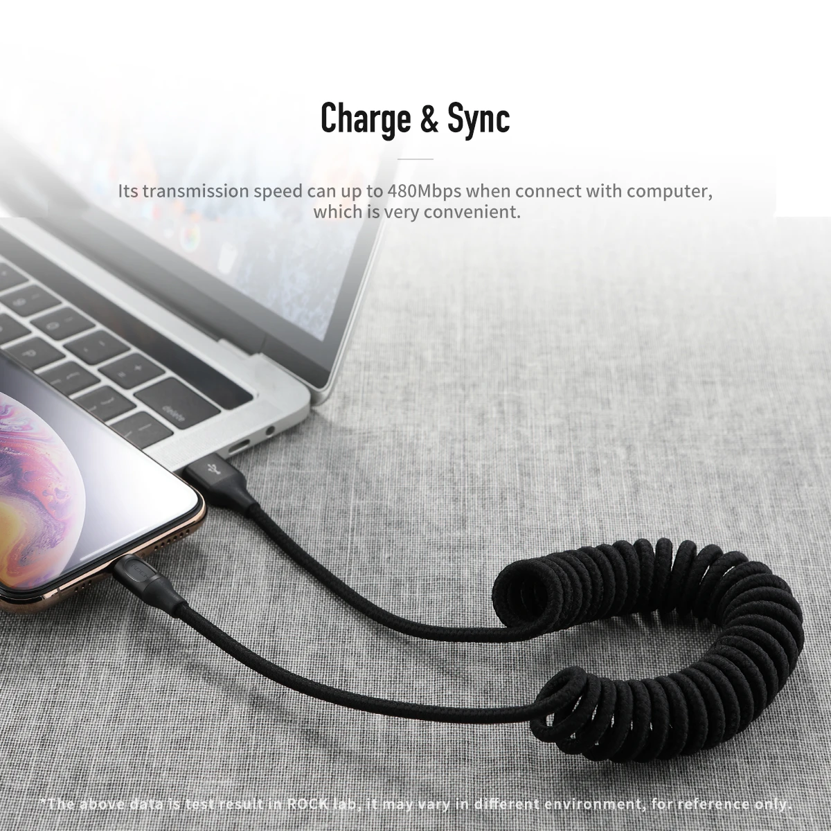 USB кабель ROCK для iPhone X XS Max XR 8 7 6 Plus металлический быстрой зарядки и передачи