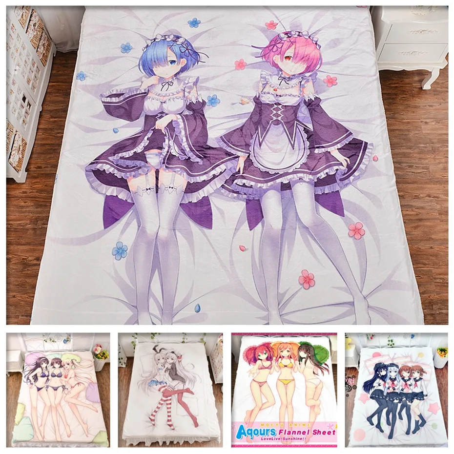 

Japanese Anime Fluffy Blanket Cartoon Carpet Flannel Bedspread Fur Bedding 150*200cm On The Bed Sofa Custom Available