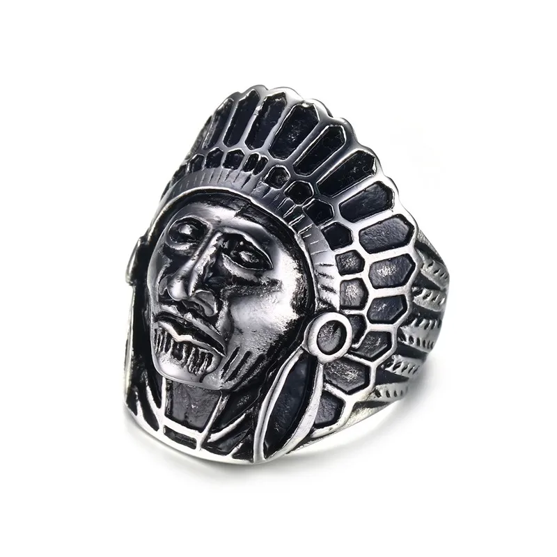 tribal style exotic indian head figer ring men exaggerated stainless steel jewelry punk men bague homme bijoux birthday gift - Exotic Wedding Rings tribal style exotic indian head figer ring men exaggerated stainless steel jewelry punk men bague homme bijoux birthday gift - Exotic Wedding Rings