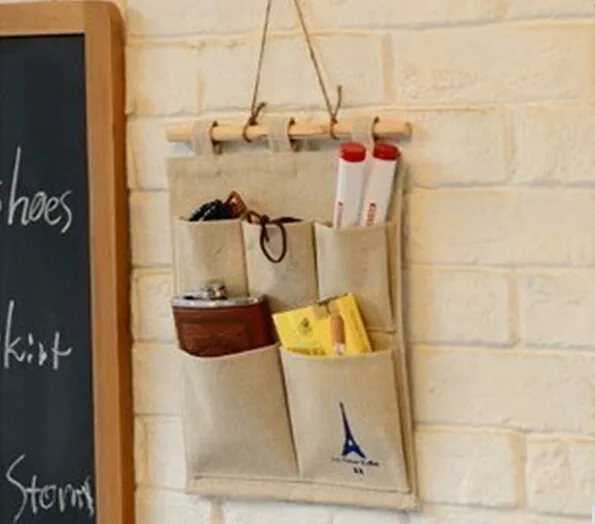 Organizzatore Da Parete In Lino Con 4 Tasche - Per Porte, Armadi E Ufficio - Foto 2