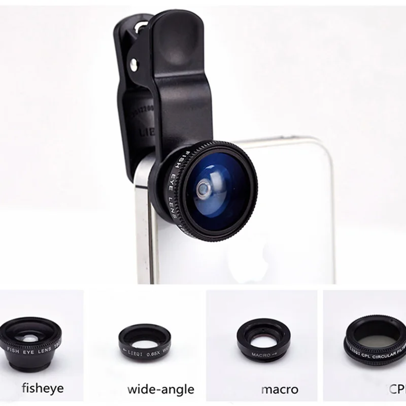 Mobile Phone Camera Lens Universal 4 in 1 Fish Eye Photo Lens for