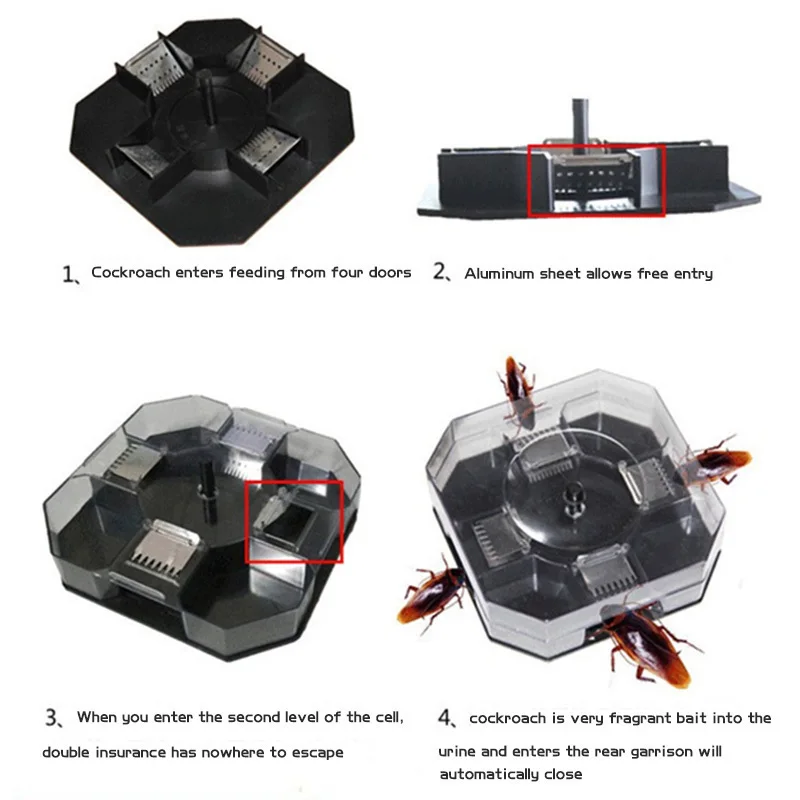 Бытовая эффективная коробка для ловушек тараканов, многоразовая ловушка для тараканов, ловушка для ловушек тараканов, ловушка для наживки, пестициды для кухни