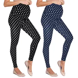 Женские Леггинсы для беременных Бесшовные штаны в горошек стрейч брюки для беременных L313