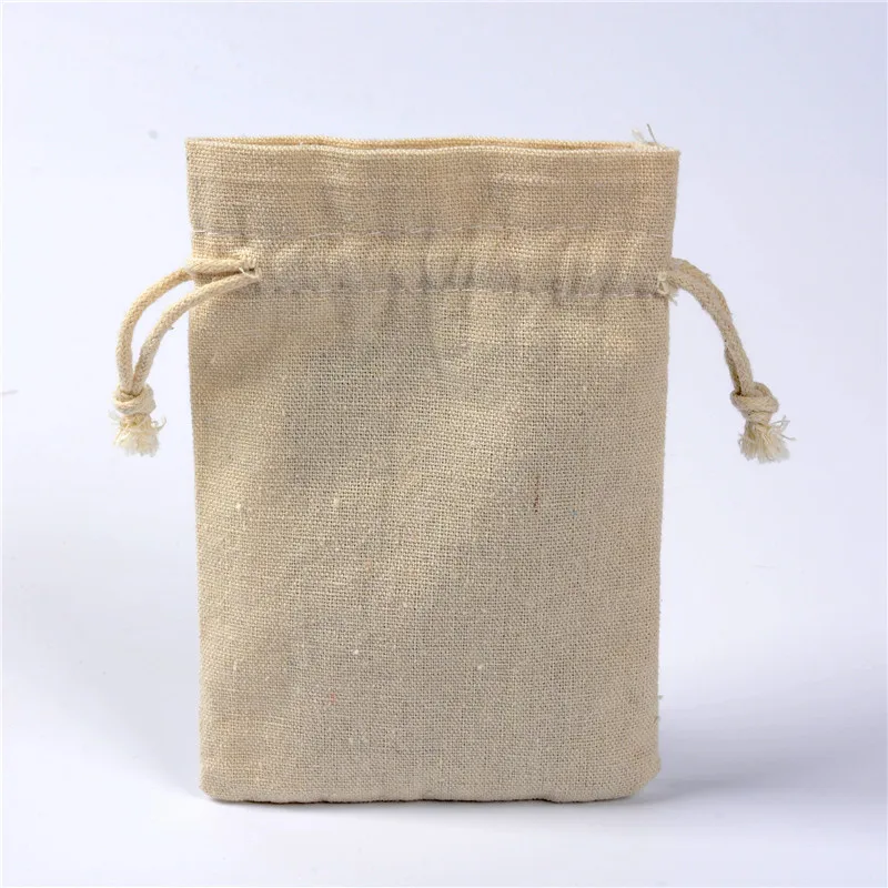 100pcs 10x15cm New Cotton Linen Drawstring Storage Bags Jewelry Packaging Pouches Wedding Christmas Candy Gift Bag Party Favors