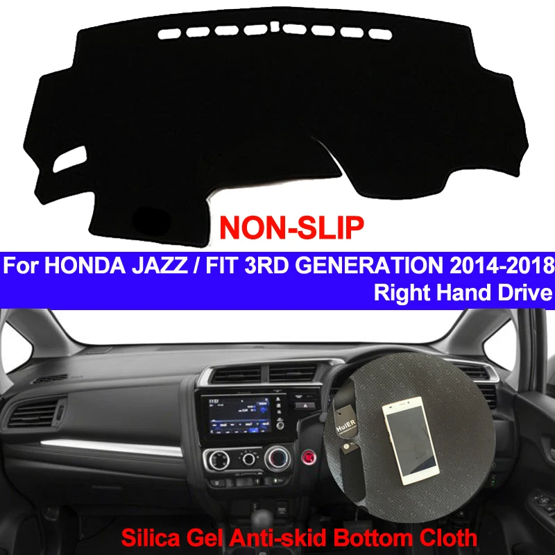 Taijs Car Dashboard Cover Silicone Nonslip For Honda Jazz Fit 3rd Generation 2014 2015 2016