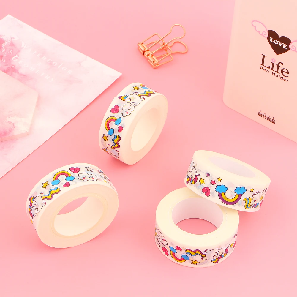 4 шт./лот Kawaii Единорог васи лента DIY декоративные 15 мм * 10 м клейкие Маскировочные