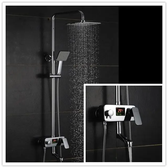 Height Adjustable High Tech Luxury Brass Digital Bathroom Shower