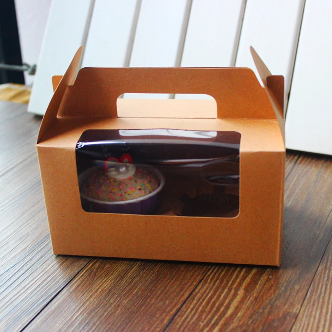2 holes Kraft Cupcake Boxes with handle 30pcs/lot-in Gift ... 2 holes Kraft Cupcake Boxes with handle 30pcs/lot-in Gift ...