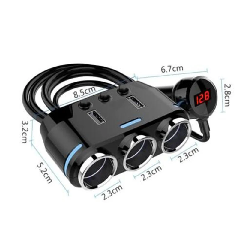 100W 120W автомобильный прикуриватель 3 Way Splitter гнезда Подключите светодиодный USB