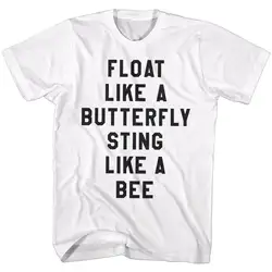 Muhammad Ali Tall футболка Float Like A Bee Text белая футболка Повседневная Большие размеры футболки хип-хоп стиль Топы футболки S-3Xl