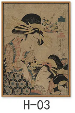 Японский Ukiyo-e красота рисунок холст живопись спа Ресторан Классическая роспись дамы Настенная картина плакат домашний декор для гостиной - Цвет: Тёмно-синий