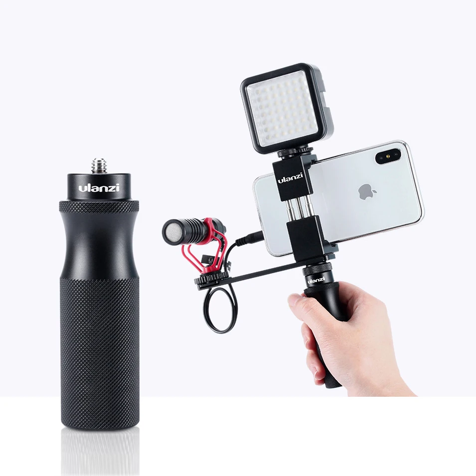 

Ulanzi Live Audio Video Grip for Microphone LED Light Vlog Handle Grip with 1/4 Cold Shoe Mount Adapter Vloggers Live Stream