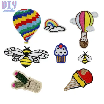 

Rainbow Fire Balloon Bee Iron On Patches Embroidered Stickers Applique Badge Hat Bag Clothing Shoes Fabric Sewing Crafts DIY