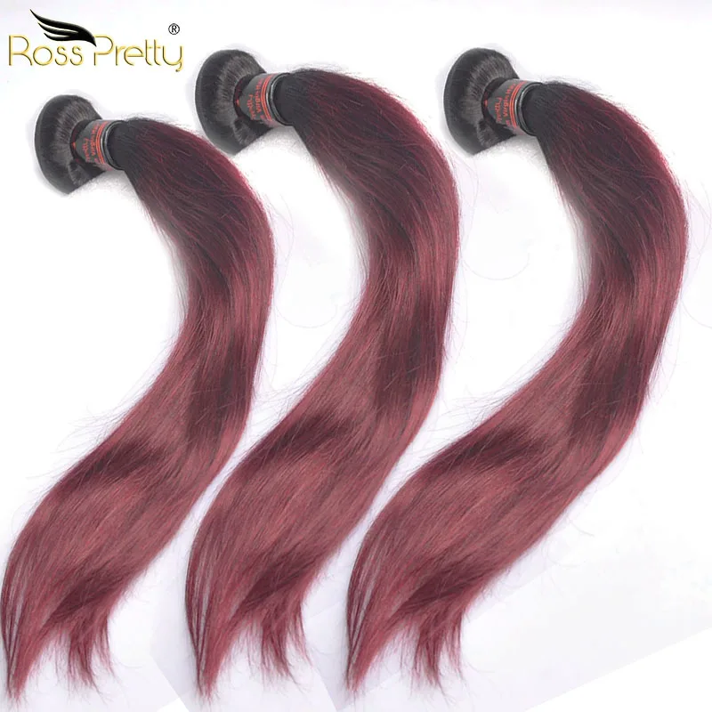 brazilian ombre hair 1b 99j remy straight hair bundles Ross Pretty Hair 3pcs