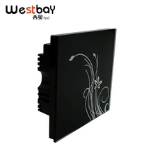 Westbay черный цвет сенсорный выключатель влагозащитный закаленное стекло панель настенный выключатель высокого качества цветок дизайн выключатель света AC110-260V
