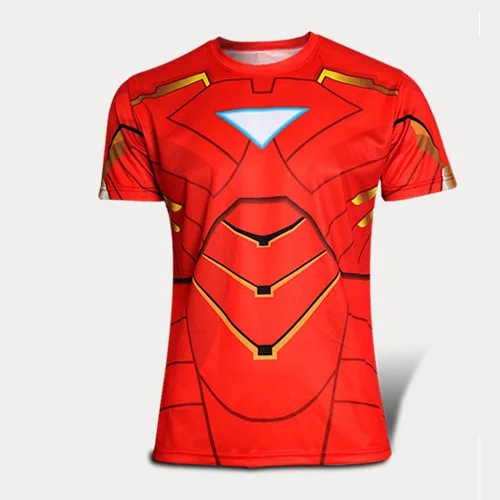 

2016 new Fashion Marvel Armor Iron Man Superhero short t shirt men costume jersey 3d tshirt camisetas masculinas